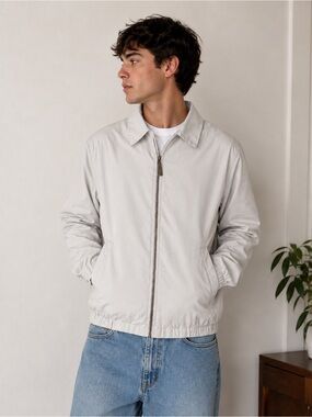 Weekender Microfiber Golf Jacket Beige Lightweight Harrington Jacket Size Small